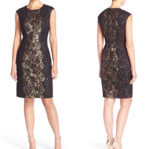 black and gold fitted dress